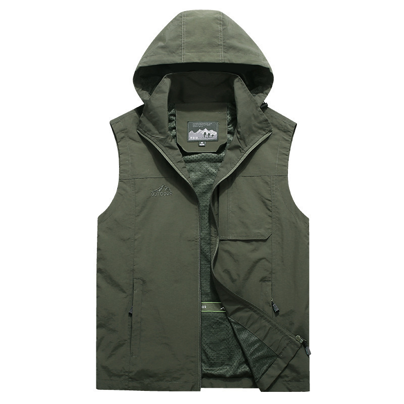 Photography Jacket - Erkekler Açık Kapşonlu Ayrılabilir Kargo Yelekler