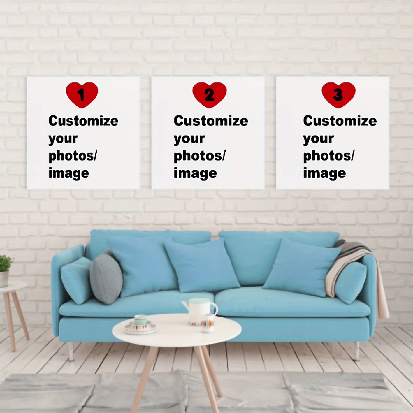 Photography Style - 3'lü/set Özel Kare Kanvas Poster Kişiselleştirilmiş