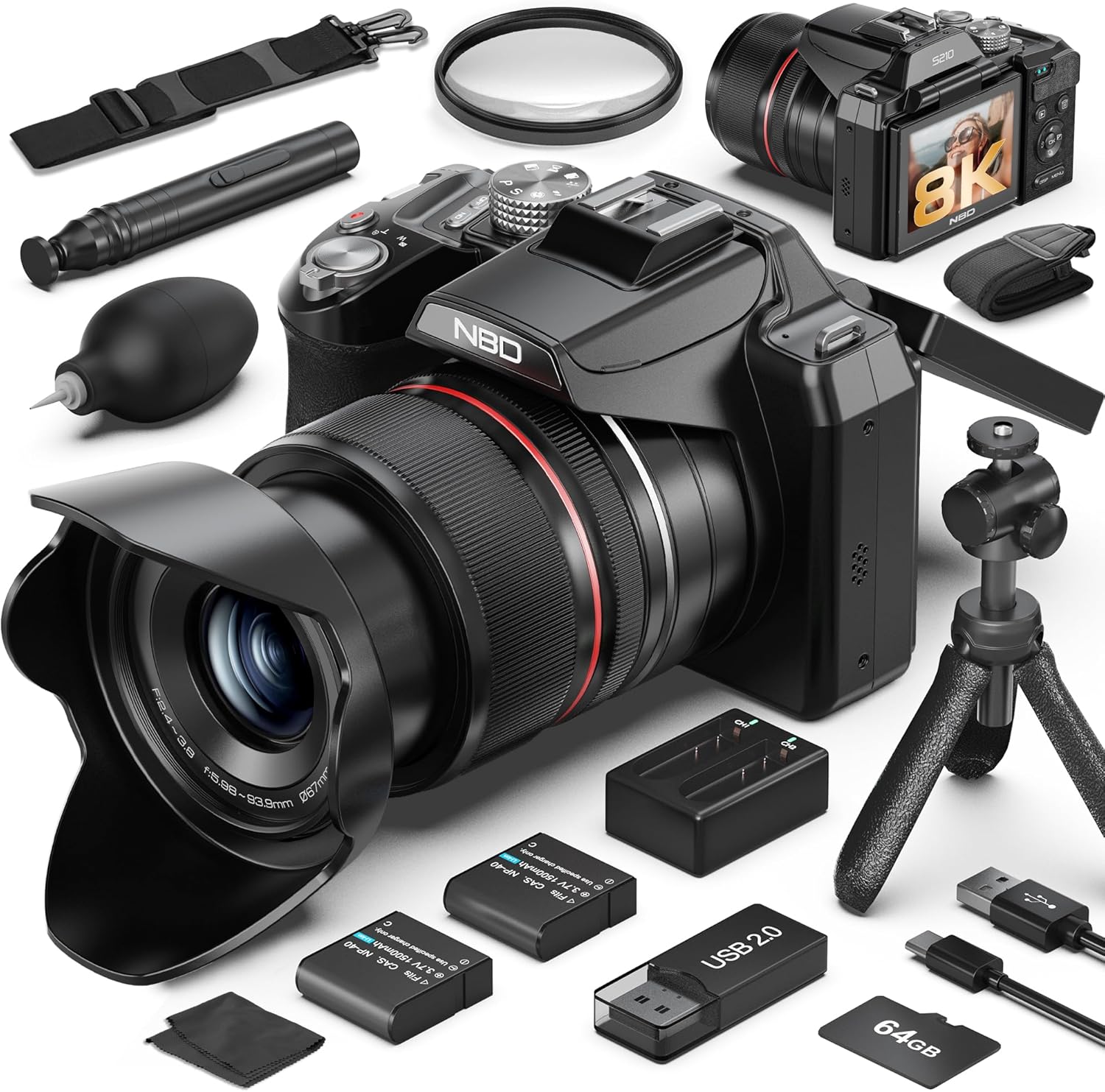 Photography Youtube - Profesyonel 8K 64MP Fotoğrafçılık Dijital Kamera,