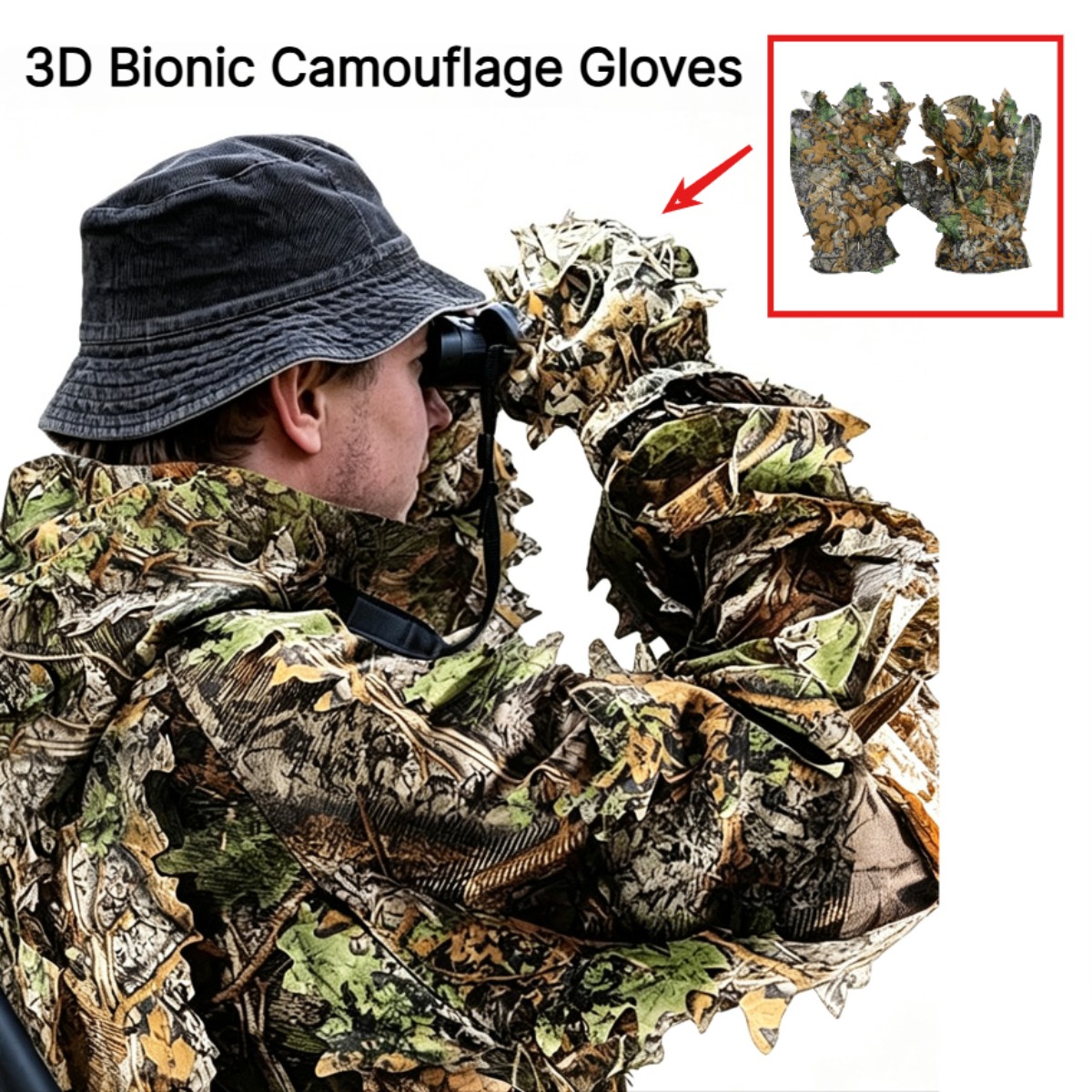 Photography Gear - 3D Kamuflaj Yaprak Av Eldivenleri Sinsi